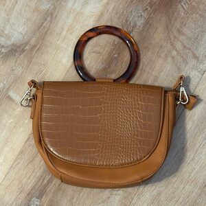 NEW GIFT Brown Old money faux leather crossbdy purse lucite handle *2 for 20*